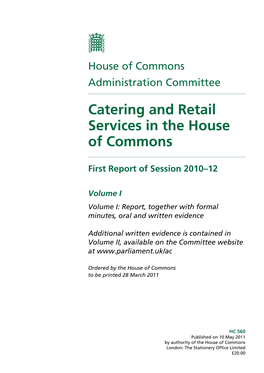 Catering and Retail Services in the House of Commons