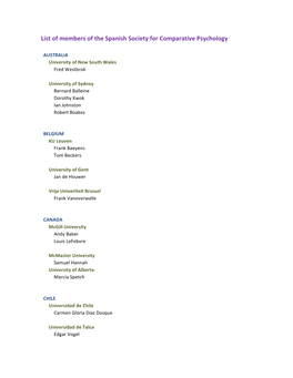 List of Members of the Spanish Society for Comparative Psychology