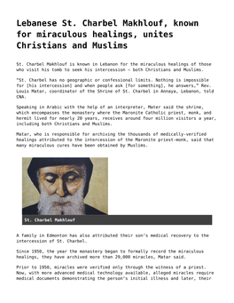 Lebanese St. Charbel Makhlouf, Known for Miraculous Healings, Unites Christians and Muslims