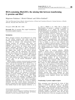 The Missing Link Between Transforming G Proteins and Rho?