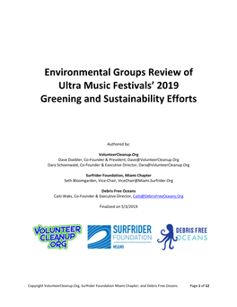 Environmental Groups Review of Ultra Music Festivals' 2019 Greening