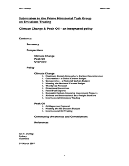 Submission to the Prime Ministerial Task Group on Emissions Trading