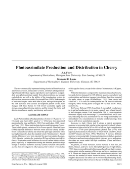 Photoassimilate Production and Distribution in Cherry J.A