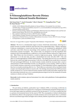 S-Nitrosoglutathione Reverts Dietary Sucrose-Induced Insulin Resistance
