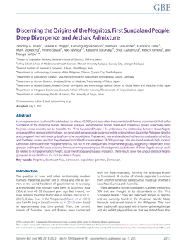 Discerning the Origins of the Negritos, First Sundaland People: Deep Divergence and Archaic Admixture