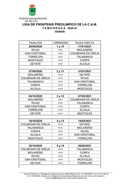 CALENDARIO LIGA PREOLIMPICA CCMM 2020-21 FINAL 2.Pdf