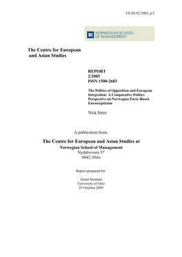 The Politics of Opposition and European Integration: Norwegian Party-Based Euroscepticism in Comparative Perspective