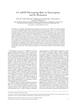 U1 Snrnp Telescripting Roles in Transcription and Its Mechanism