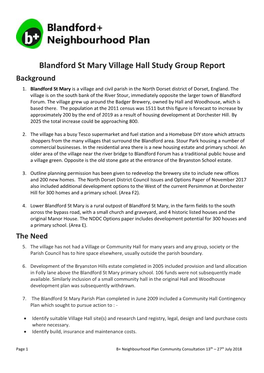 Blandford St Mary Village Hall Study Group Report Background 1
