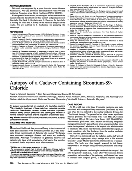 Autopsy of a Cadaver Containing Strontium-89- Chloride