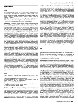 Cytogenetics Aged from 1 Month to 18 Years Diagnosed Between December 1995 and May 2011