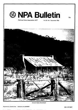 NPA Bulletin 75C National Parks Association ACT Vol 20 No I September 1982