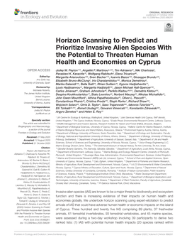 Horizon Scanning to Predict and Prioritize Invasive Alien Species with the Potential to Threaten Human Health and Economies on Cyprus
