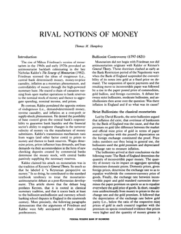 Rival Notions of Money