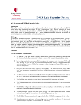 DMZ Lab Security Policy