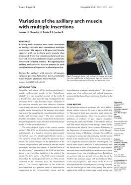 Variation of the Axillary Arch Muscle with Multiple Insertions Loukas M, Noordeh N, Tubbs R S, Jordan R