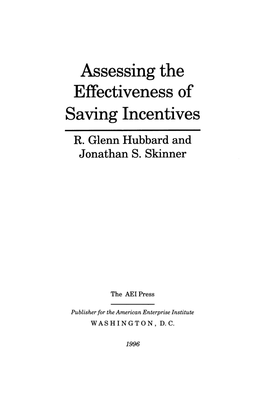 Assessing the Effectiveness of Saving Incentives