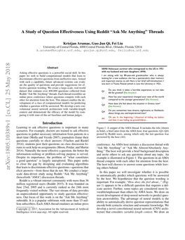 A Study of Question Effectiveness Using Reddit ``Ask Me Anything