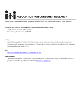 Association for Consumer Research