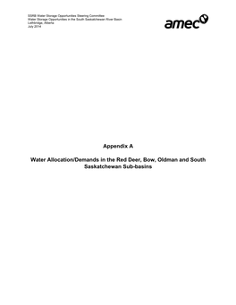Appendix a Water Allocation/Demands in the Red