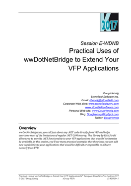 Practical Uses of Wwdotnetbridge to Extend Your VFP Applications