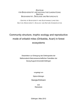 Community Structure, Trophic Position and Reproductive Mode of Oribatid Mites in Forest Ecosystems