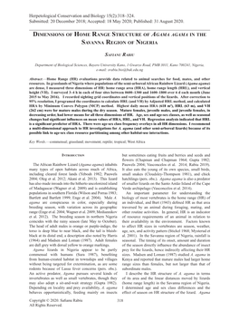 Dimensions of Home Range Structure of Agama Agama in the Savanna Region of Nigeria