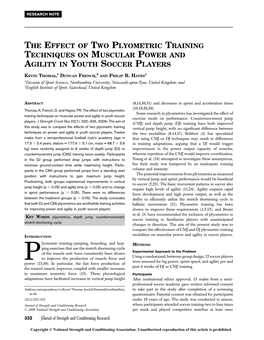 The Effect of Two Plyometric Training Techniques on Muscular Power and Agility in Youth Soccer Players