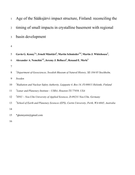 Reconciling the Timing of Small Impacts in Crystalline Basement with Regiona