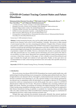 COVID-19 Contact Tracing: Current States and Future Directions