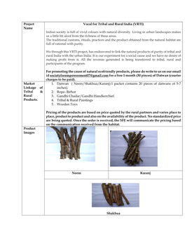 Project Name Vocal for Tribal and Rural India (VRTI)