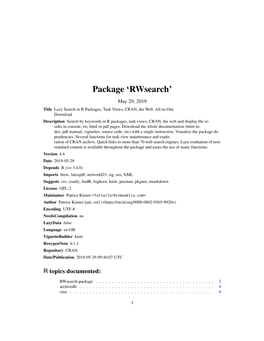 Package 'Rwsearch'