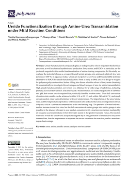 Ureido Functionalization Through Amine-Urea Transamidation Under Mild Reaction Conditions