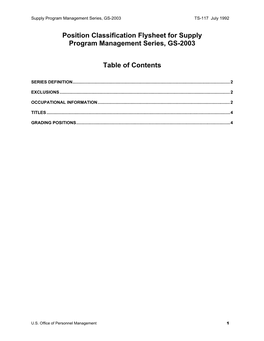 Supply Program Management Series, GS-2003 TS-117 July 1992