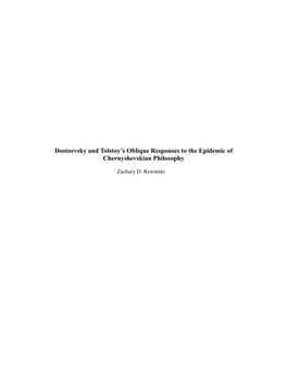 Dostoevsky and Tolstoy's Oblique Responses to the Epidemic of Chernyshevskian Philosophy