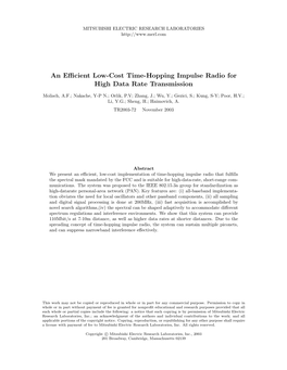 An Efficient Low-Cost Time-Hopping Impulse Radio for High Data Rate Transmission