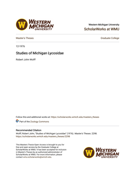 Studies of Michigan Lycosidae