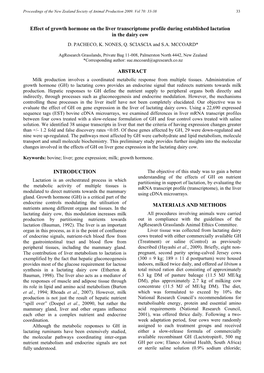 Effect of Growth Hormone on the Liver Transcriptome Profile During Established Lactation in the Dairy Cow D