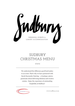 Sudbury Christmas Menu