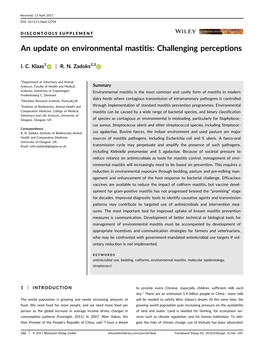 An Update on Environmental Mastitis: Challenging Perceptions