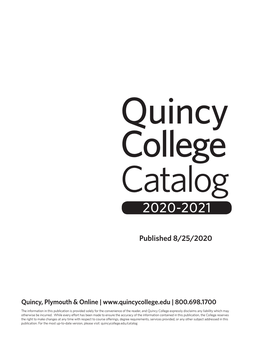 Quincy College 2020-2021 Catalog (Published 8/25/20)