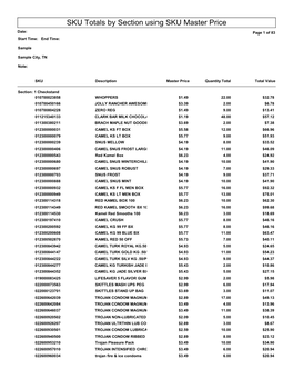 SKU Totals by Section Using SKU Master Price