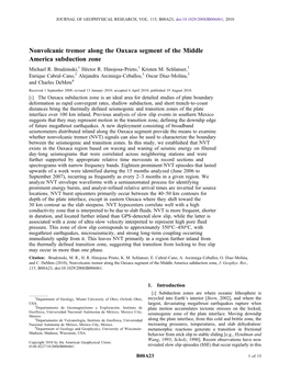 Nonvolcanic Tremor Along the Oaxaca Segment of the Middle America Subduction Zone Michael R