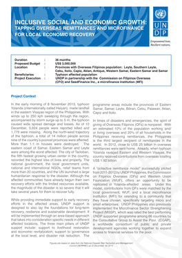 Inclusive Social and Economic Growth: Tapping Overseas Remittances and Microfinance for Local Economic Recovery