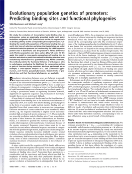 Evolutionary Population Genetics of Promoters: Predicting Binding Sites and Functional Phylogenies