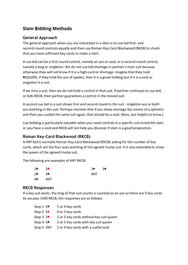 Slam Bidding Methods.Pdf