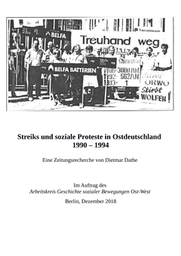 Streiks Und Soziale Proteste in Ostdeutschland 1990 – 1994
