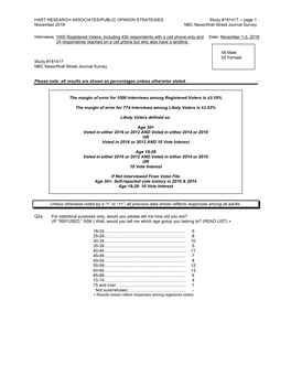 November 2018 NBC News/Wall Street Journal Survey