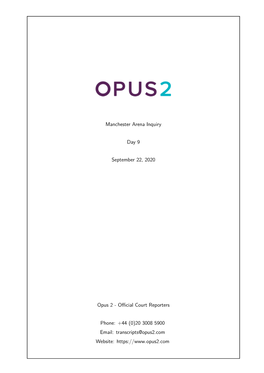 Manchester Arena Inquiry Day 9 September 22, 2020 Opus 2