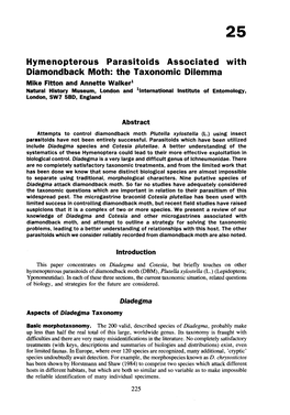 Hymenopterous Parasitoids Associated with Diamondback Moth